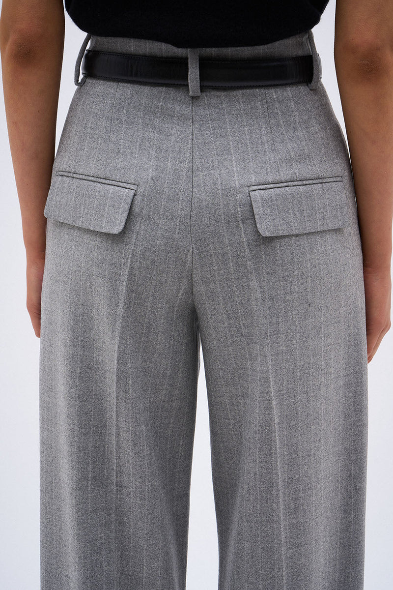 PANTALON LINO RAYURE GRIS